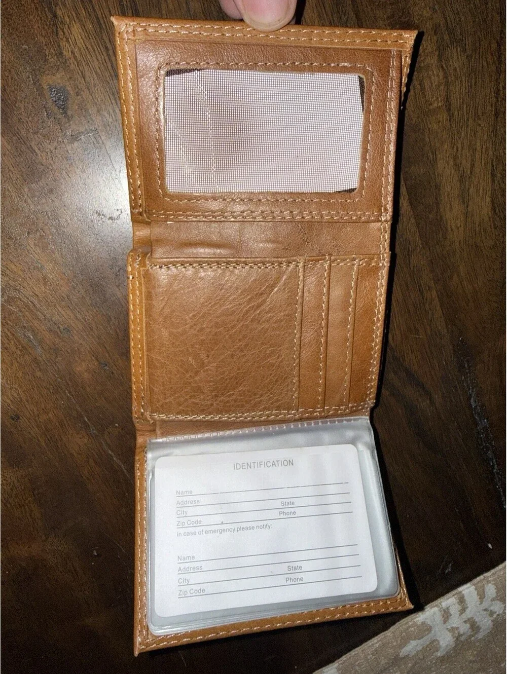 Tennessee Tri-Star Leather Trifold Wallet Brown ID Window Card Holder